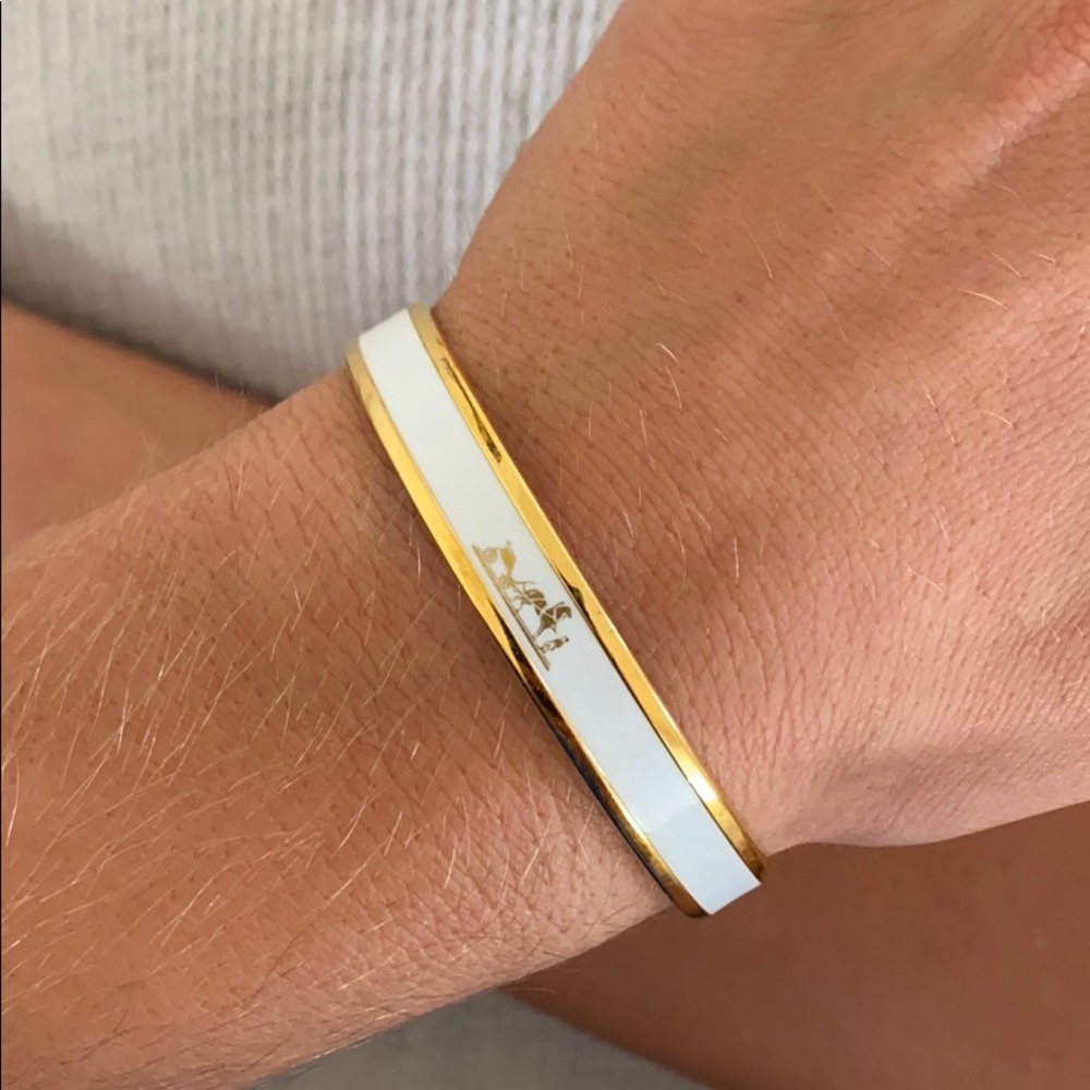 Hermès Enamel Printed Bracelet - White